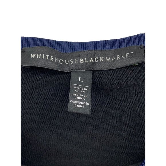 White House Black Market Contrast Lace Up Hem Pullover Sweater Top Womens Size L - Picture 3 of 5